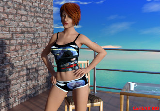 Картинка 3д+графика люди+ people девушка взгляд фон