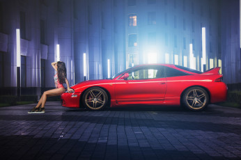 обоя автомобили, -авто с девушками, eclipse, nadya