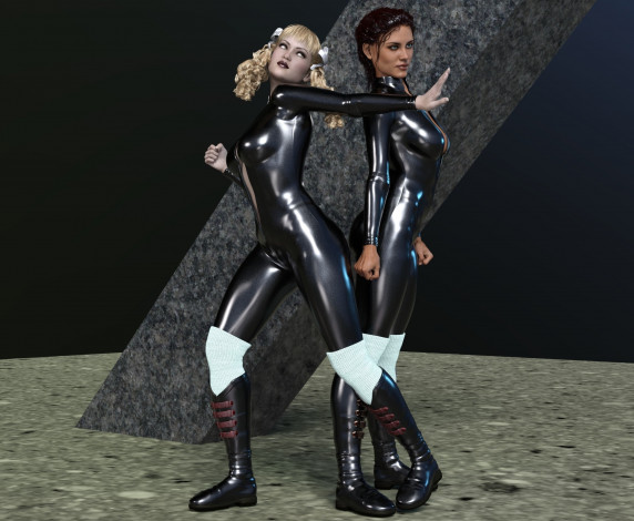 Обои картинки фото 3д графика, люди , people, фон, взгляд, девушки