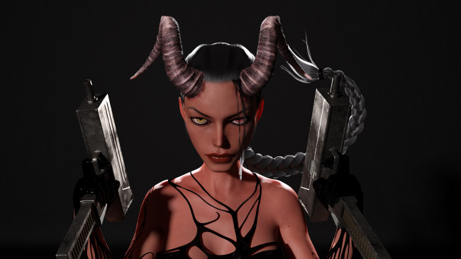 Обои картинки фото 3д графика, существа , creatures, фон, взгляд, девушка