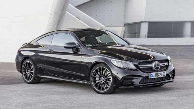 Обои картинки фото mercedes-benz amg c43 coupe 4matic night package 2019, автомобили, mercedes-benz, c43, coupe, 4matic, night, amg, carbon, package, 2019