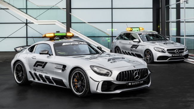 Обои картинки фото mercedes-benz amg gt-r formula-1 safety car 2018, автомобили, полиция, amg, mercedes-benz, 2018, car, safety, formula-1, gt-r