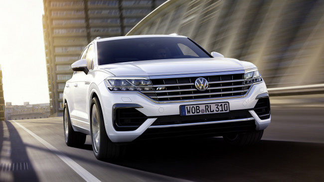 Обои картинки фото volkswagen touareg r-line 2019, автомобили, volkswagen, белый, 2019, r-line, touareg