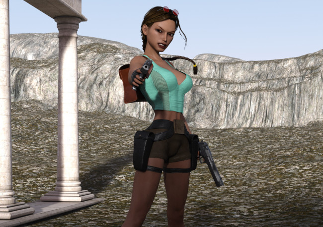 Обои картинки фото 3д графика, фантазия , fantasy, девушка, 4ever, tomb, raider, фон, взгляд