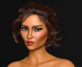 Картинка 3д+графика портрет+ portraits девушка взгляд фон