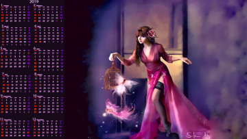 Картинка календари фэнтези девушка клетка фея