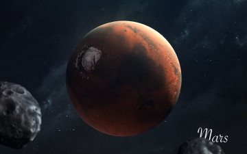 Картинка космос марс звезды планета арт stars