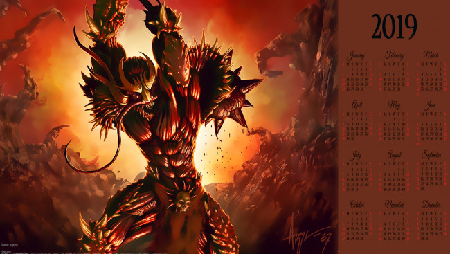 Обои картинки фото календари, фэнтези, существо, орудие