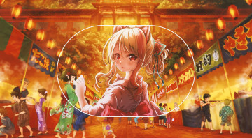 Картинка аниме город +улицы +интерьер +здания девушка