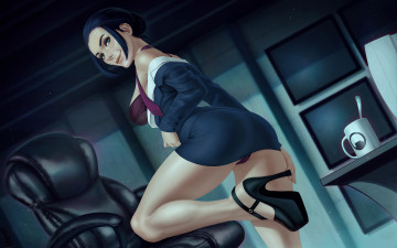 обоя half-life, видео игры, девушка, фон, взгляд, улыбка, кресло