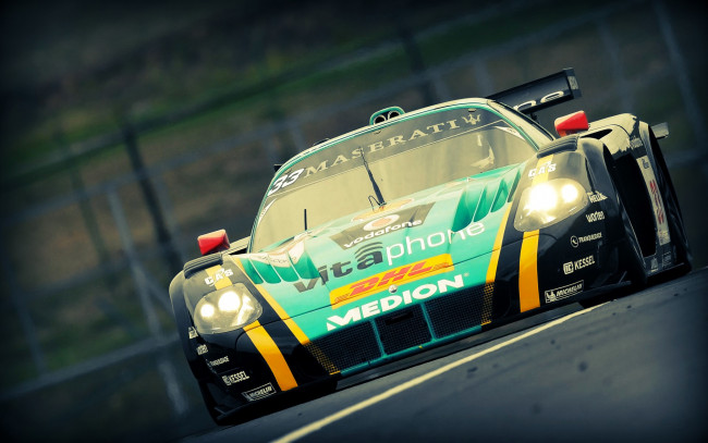 Обои картинки фото спорт, автоспорт, мазерати, зеленый, скорость