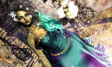 Картинка 3д+графика люди+ people девушка цветы платье