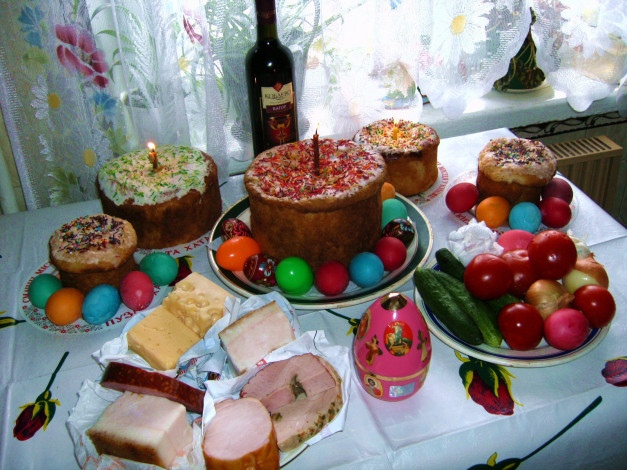 Обои картинки фото еда, натюрморт, яйца, кулич