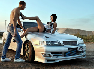 Картинка автомобили авто девушками парень девушка