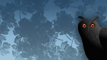 Картинка рисованные животные птицы совы филины сова листья