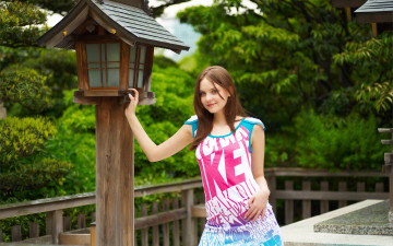 обоя -Unsort Брюнетки Шатенки, девушки, unsort, брюнетки, шатенки, зелень, amelie