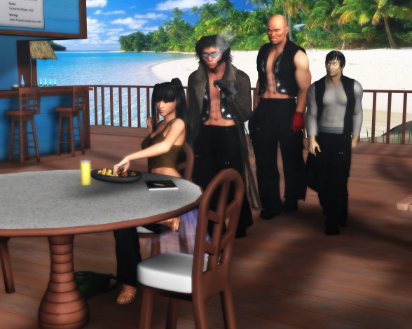 Обои картинки фото 3д графика, fantasy , фантазия, девушка, мужчины, стол