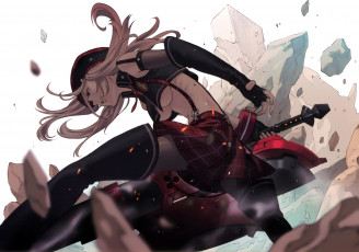 Картинка аниме god+eater торп сапоги камни разрушение юбка подтяжки шляпа воин alisa ilinichina amiella девушка оружие