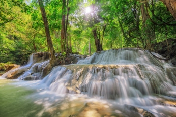 Картинка природа водопады лес водопад река