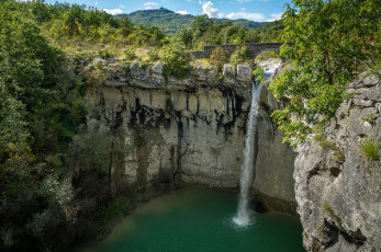 Картинка природа водопады лес река водопад