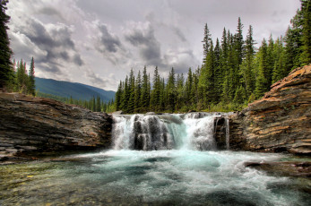 Картинка природа водопады водопад река лес