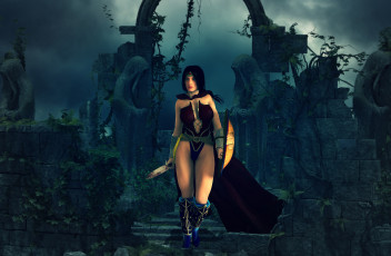 Картинка 3д+графика амазонки+ amazon щит оружие фон взгляд девушка