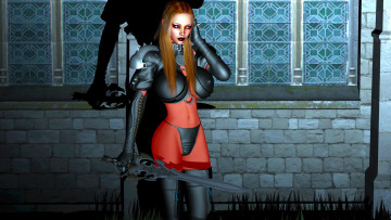 Картинка 3д+графика амазонки+ amazon оружие фон взгляд девушка