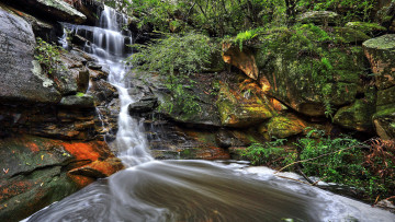 Картинка природа водопады водопад река лес