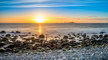 Картинка природа восходы закаты пляж заря океан горизонт