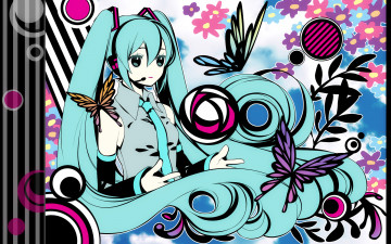 Картинка аниме vocaloid hatsune miku девочка абстракция shiocolor yoko