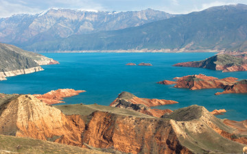 Картинка природа реки озера панорама горы скалы побережье baikal россия байкал озеро