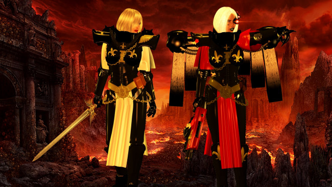 Обои картинки фото видео игры, dark heresy, киборг, оружие, фон, взгляд, девушка