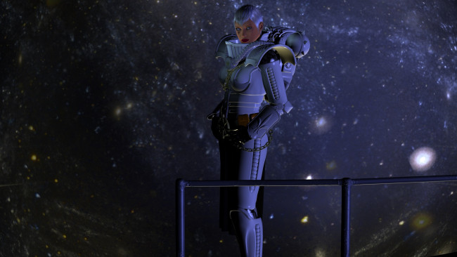 Обои картинки фото видео игры, dark heresy, звезды, вселенная, фон, взгляд, девушка