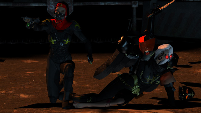 Обои картинки фото видео игры, dark heresy, оружие, киборг, фон, взгляд, девушка