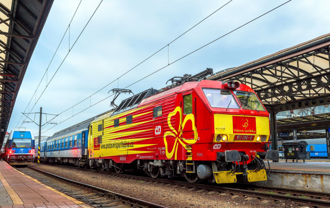 Обои картинки фото техника, электровозы, состав, локомотив, рельсы, дорога, железная