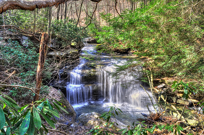 Обои картинки фото природа, водопады, лес, река, водопад