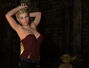 Картинка 3д+графика фантазия+ fantasy девушка взгляд фон троль