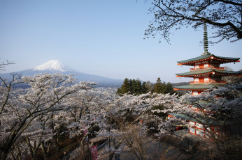 Картинка chureito+pagoda+with+mt +fuji города -+буддийские+и+другие+храмы храм фудзи
