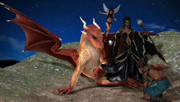 Картинка 3д+графика фантазия+ fantasy дракон тотем ангел парень фон взгляд девушка