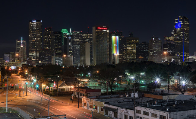 Обои картинки фото dallas, города, - огни ночного города, ночь, огни