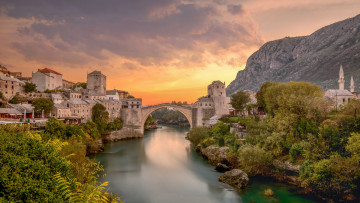 Картинка mostar +bosnia города -+панорамы мост река
