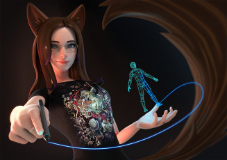 Картинка 3д+графика фантазия+ fantasy ушки арт vanessa художник девушка 3d ручка antonio mello