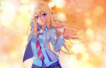 обоя аниме, shigatsu wa kimi no uso, девушка