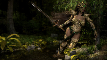 Картинка 3д+графика фантазия+ fantasy фон взгляд девушка