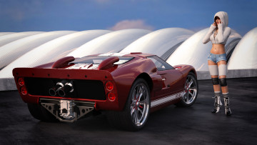 Картинка 3д+графика люди-авто мото+ people-+car+ +moto фон взгляд девушка