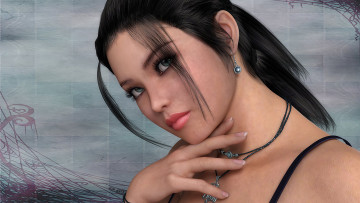 Картинка 3д+графика портрет+ portraits девушка фон взгляд