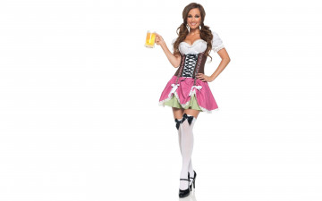 Картинка девушки -unsort+ брюнетки темноволосые пиво кружка костюм улыбка шатенка