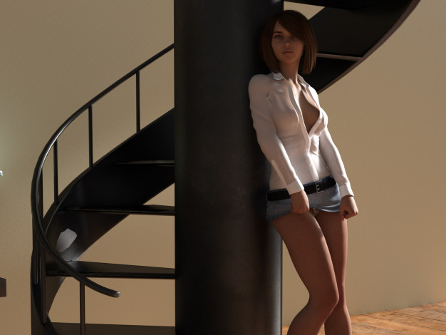 Обои картинки фото 3д графика, люди , people, девушка, взгляд, фон