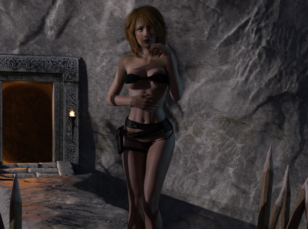 Обои картинки фото 3д графика, фантазия , fantasy, фон, девушка, взгляд