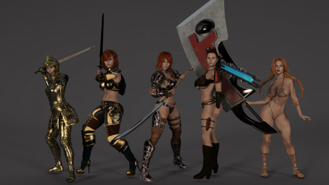 Обои картинки фото 3д графика, фантазия , fantasy, фон, взгляд, девушки